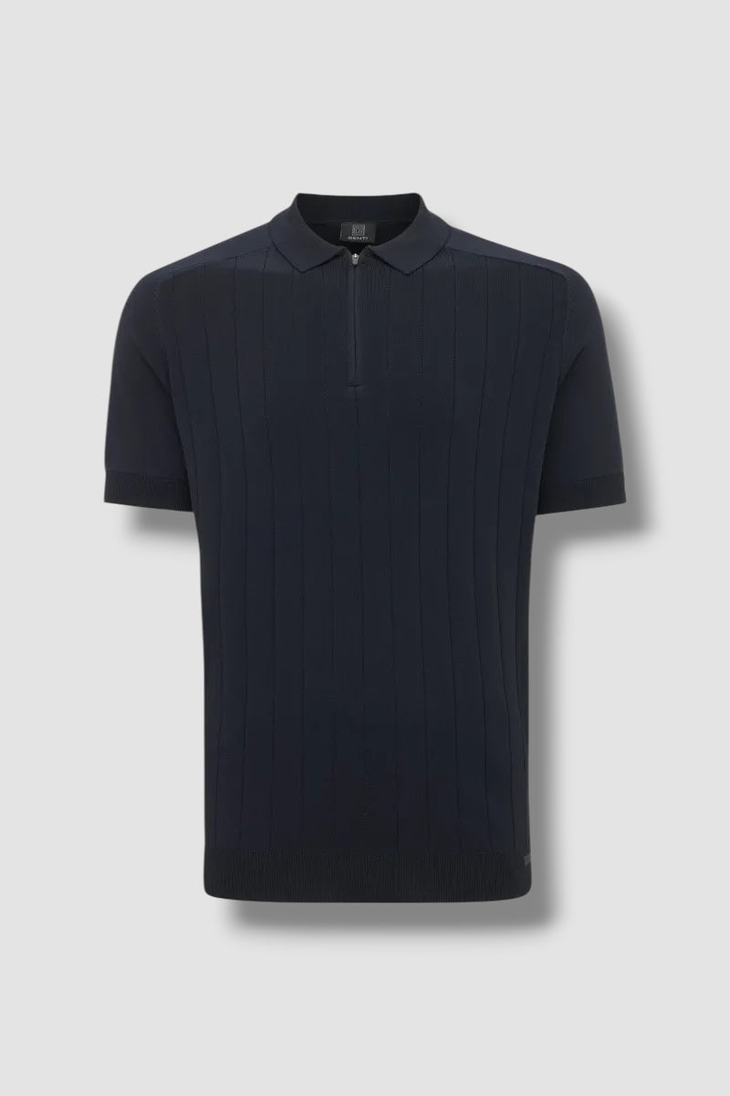Genti polo zip - donkerblauw