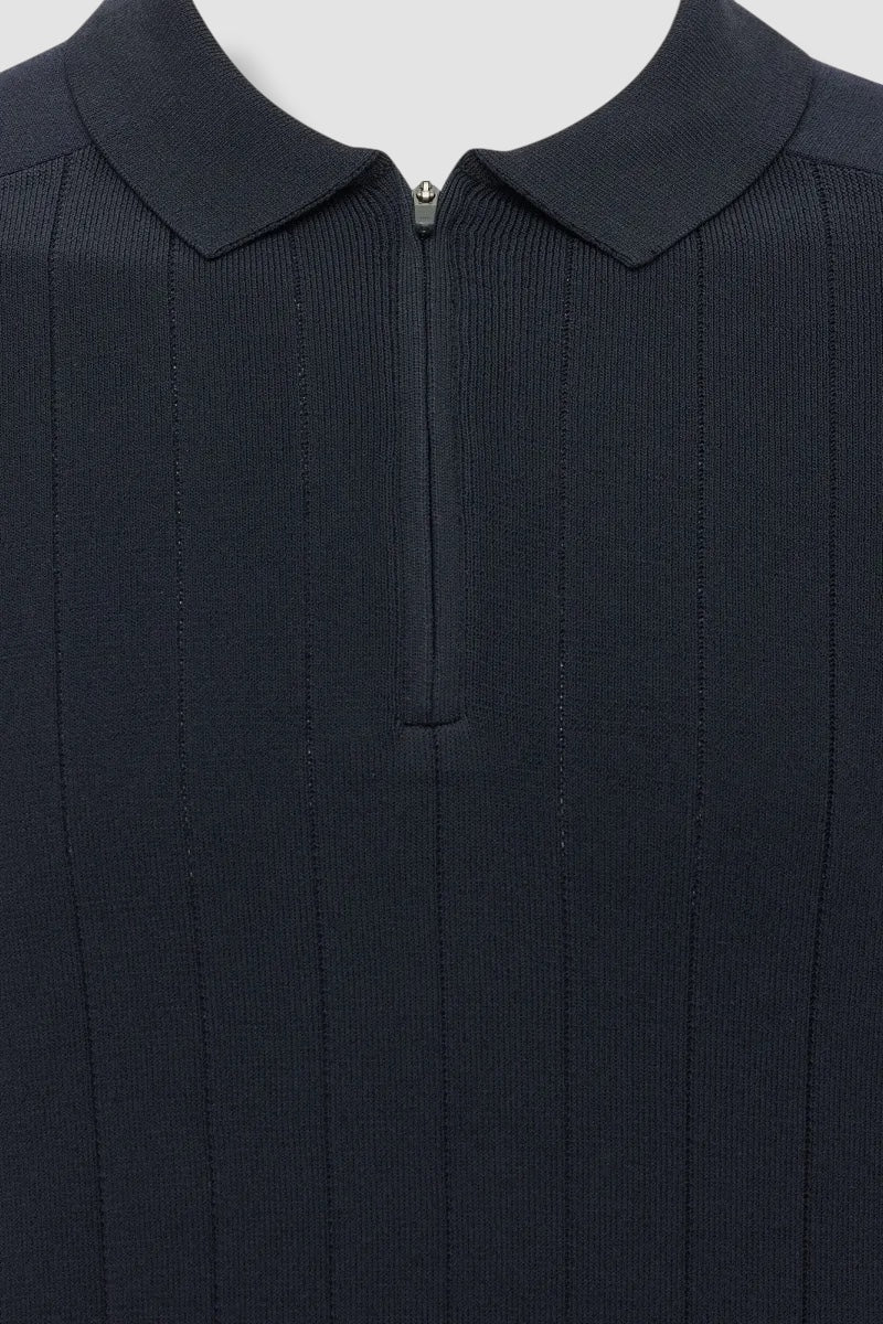 Genti polo zip - donkerblauw