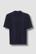 Genti Polo No Buttons Donkerblauw