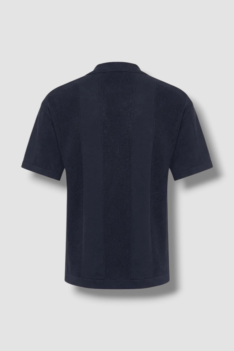 Genti Polo No Buttons Donkerblauw