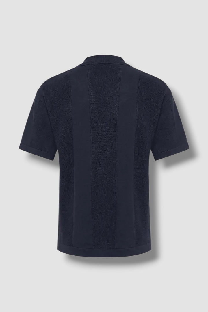 Genti Polo No Buttons Donkerblauw