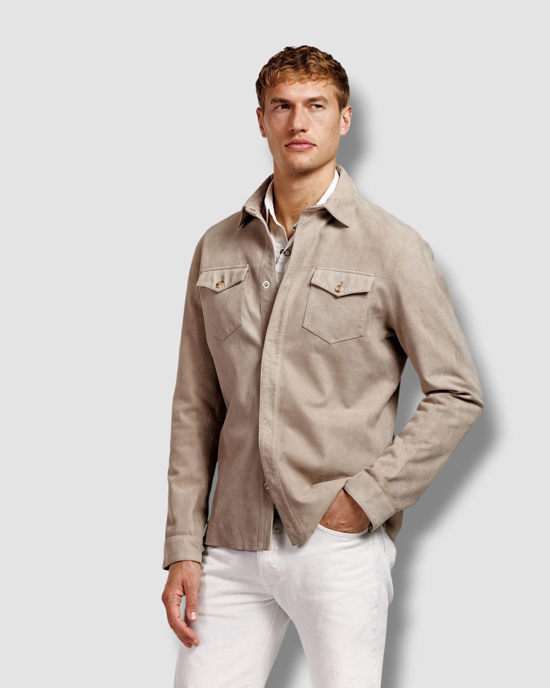 Alter Ego Suede Overshirt Beige